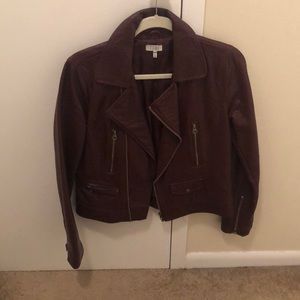 Red faux leather jacket